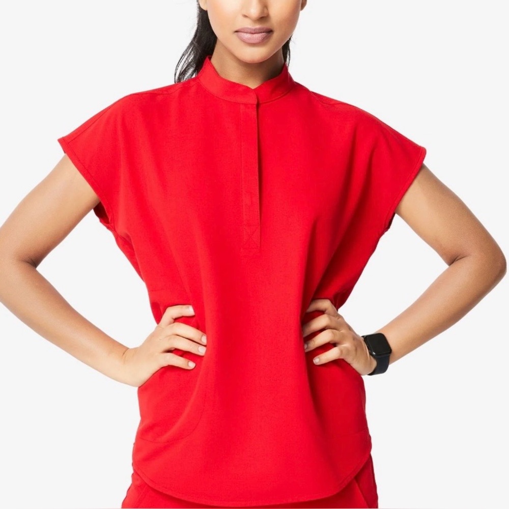 FIGS Women’s Technical Collection Rafaela Oversized Red Scrub Top Size small - Picture 8 of 9